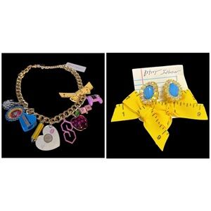 BETSEY JOHNSON SET Back to School Supplies Charms Necklace & Earrings NEW NWT
